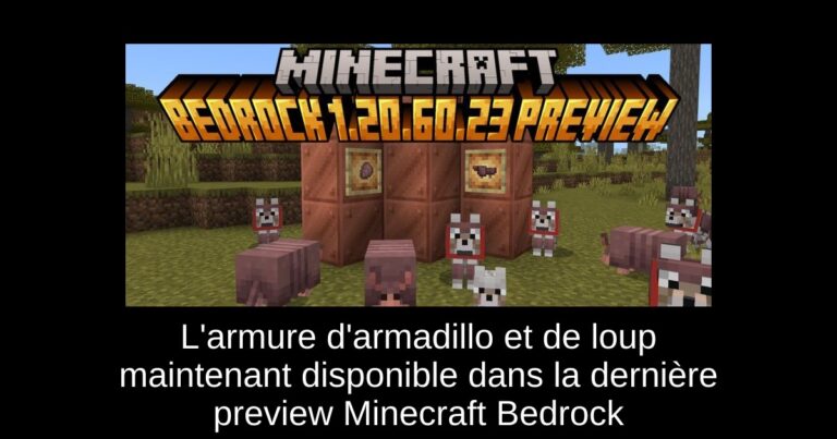 L'armure d'armadillo et de loup maintenant disponible dans la dernière preview Minecraft Bedrock