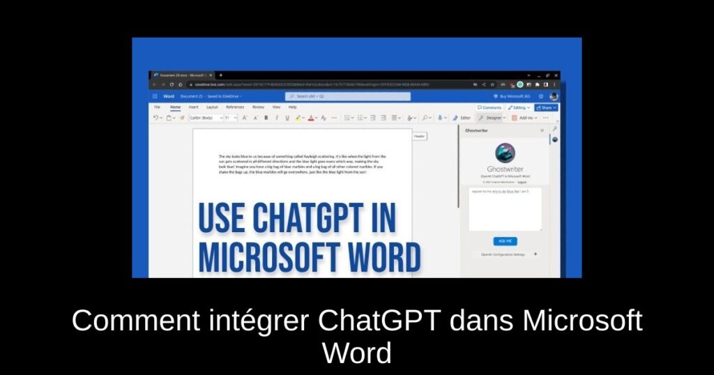 Comment intégrer ChatGPT dans Microsoft Word