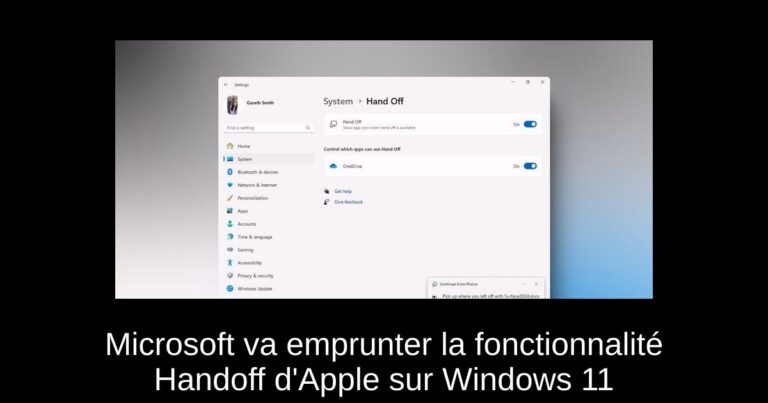 Microsoft va emprunter la fonctionnalité Handoff d'Apple sur Windows 11