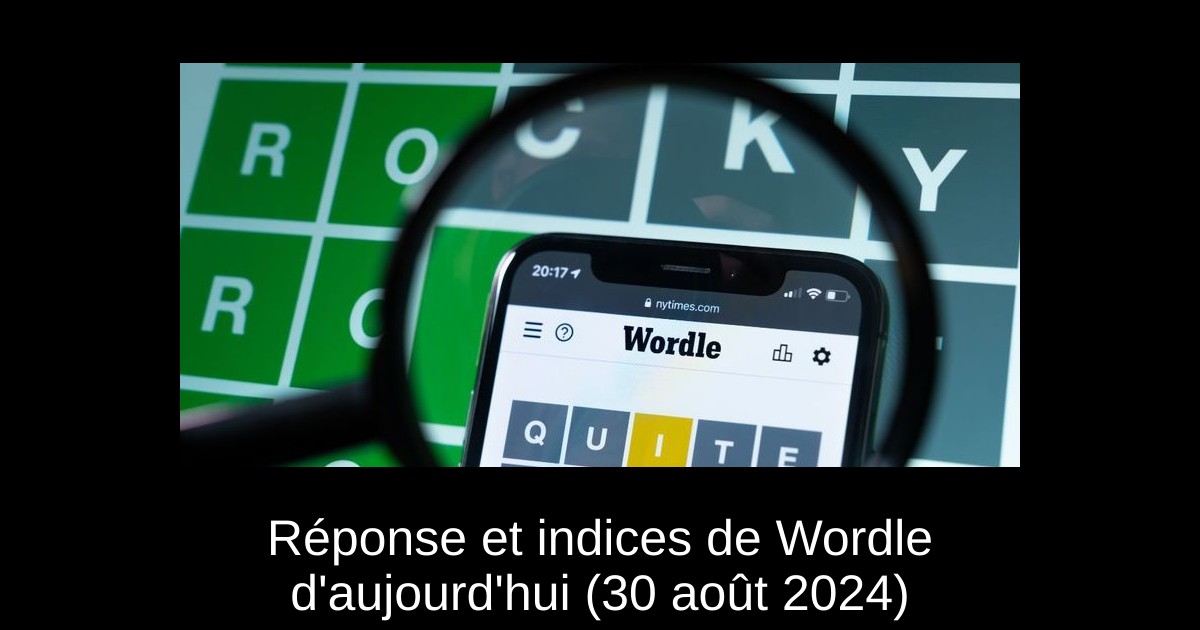 Réponse et indices de Wordle d'aujourd'hui (30 août 2024)