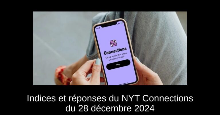 Indices et réponses du NYT Connections du 28 décembre 2024