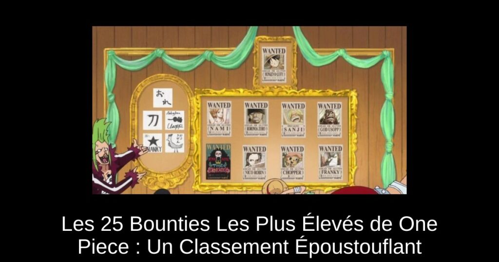 Les 25 Bounties Les Plus Élevés de One Piece : Un Classement Époustouflant