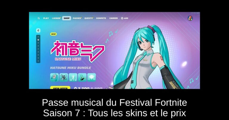 Passe musical du Festival Fortnite Saison 7 : Tous les skins et le prix