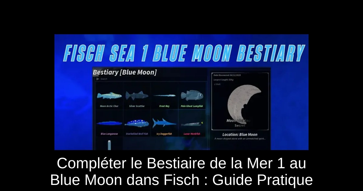 Compléter le Bestiaire de la Mer 1 au Blue Moon dans Fisch : Guide Pratique