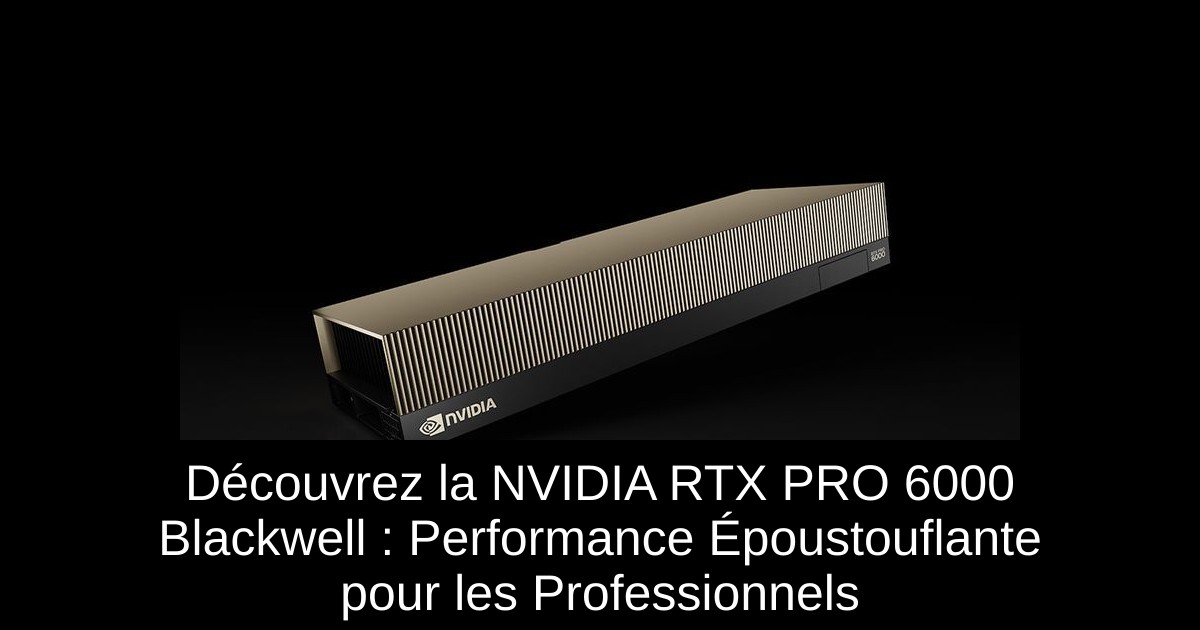 Découvrez la NVIDIA RTX PRO 6000 Blackwell : Performance Époustouflante pour les Professionnels