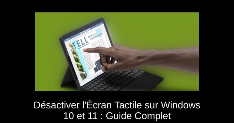 Désactiver l'Écran Tactile sur Windows 10 et 11 : Guide Complet