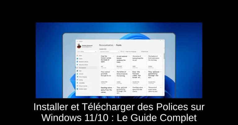 Installer et Télécharger des Polices sur Windows 11/10 : Le Guide Complet