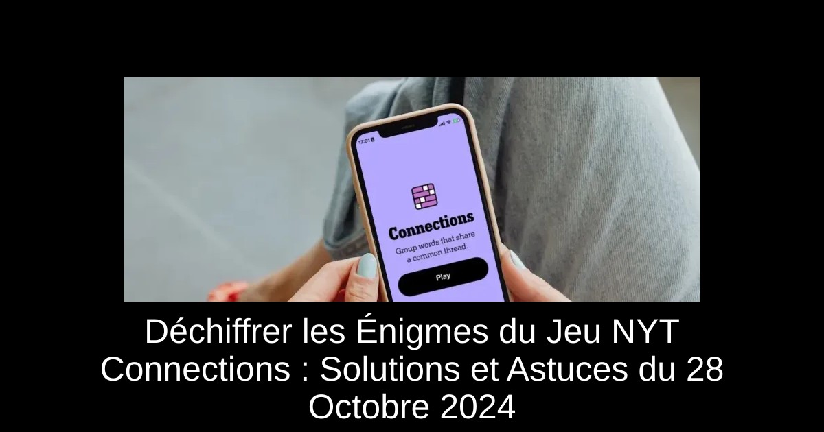 Déchiffrer les Énigmes du Jeu NYT Connections : Solutions et Astuces du 28 Octobre 2024