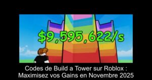 Codes de Build a Tower sur Roblox : Maximisez vos Gains en Novembre 2025