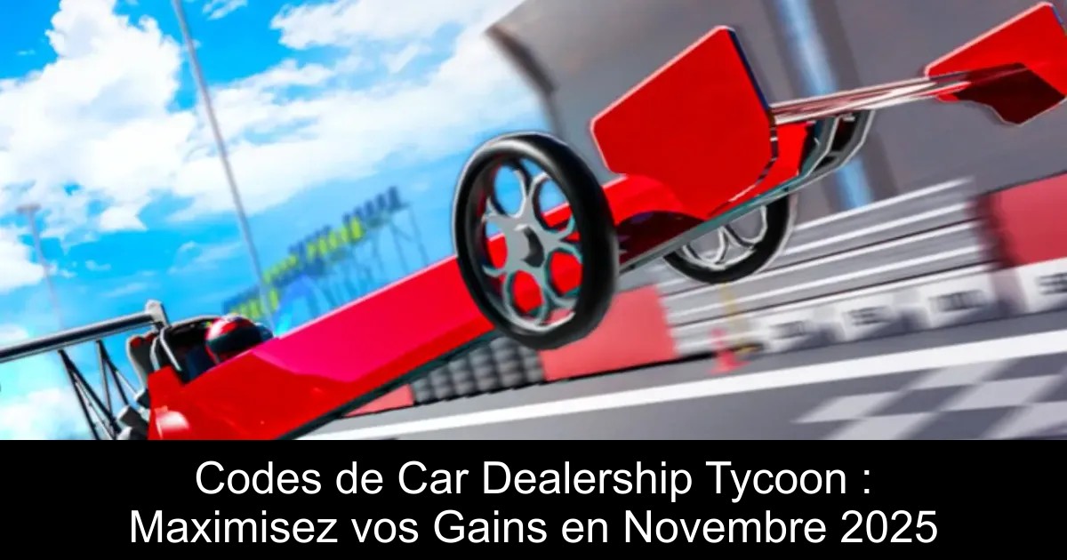 Codes de Car Dealership Tycoon : Maximisez vos Gains en Novembre 2025