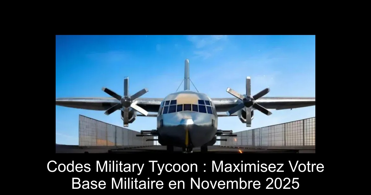 Codes Military Tycoon : Maximisez Votre Base Militaire en Novembre 2025