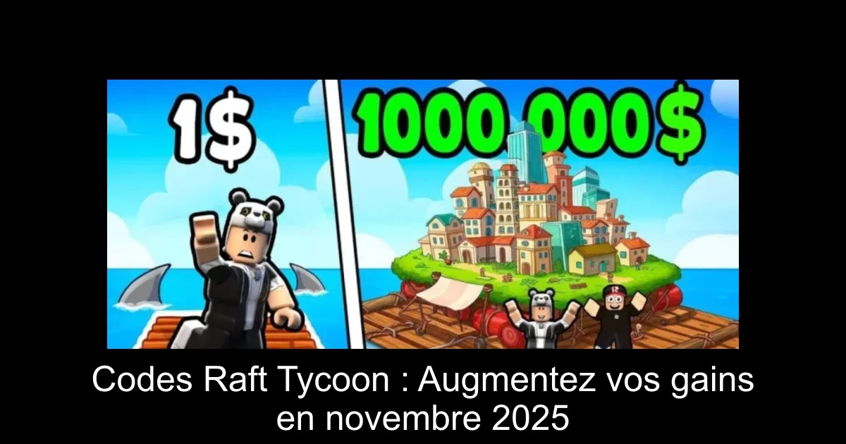 Codes Raft Tycoon : Augmentez vos gains en novembre 2025