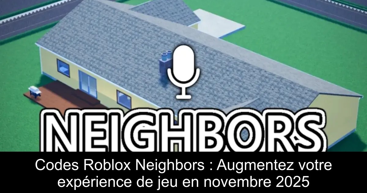 Codes Roblox Neighbors : Augmentez votre expérience de jeu en novembre 2025