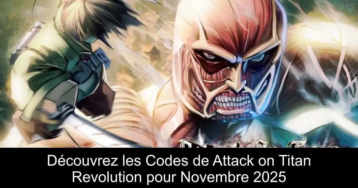 Découvrez les Codes de Attack on Titan Revolution pour Novembre 2025