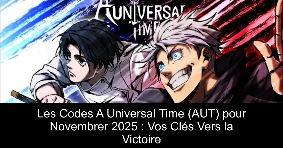 Les Codes A Universal Time (AUT) pour Novembrer 2025 : Vos Clés Vers la Victoire