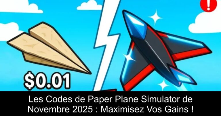 Les Codes de Paper Plane Simulator de Novembre 2025 : Maximisez Vos Gains !