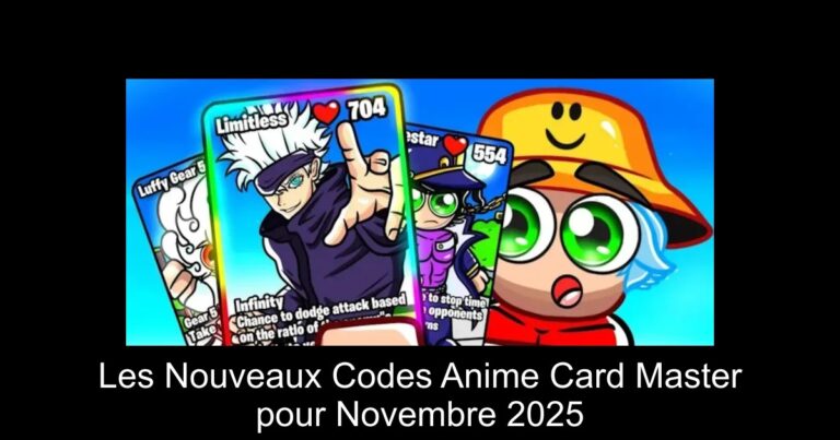 Les Nouveaux Codes Anime Card Master pour Novembre 2025