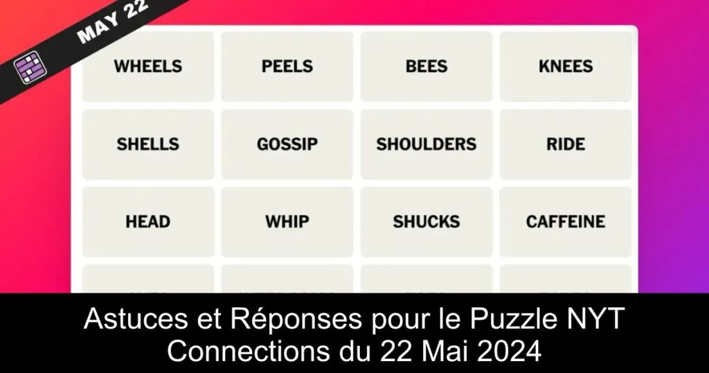 Astuces et Réponses pour le Puzzle NYT Connections du 22 Mai 2024