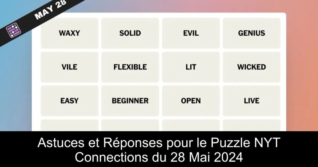 Astuces et Réponses pour le Puzzle NYT Connections du 28 Mai 2024