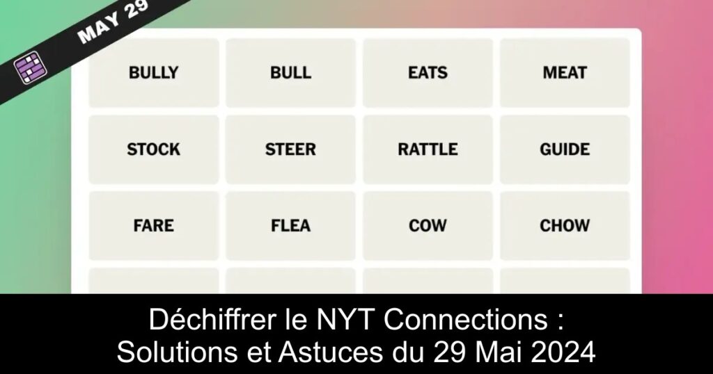 Déchiffrer le NYT Connections : Solutions et Astuces du 29 Mai 2024