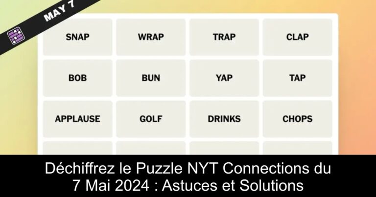 Déchiffrez le Puzzle NYT Connections du 7 Mai 2024 : Astuces et Solutions