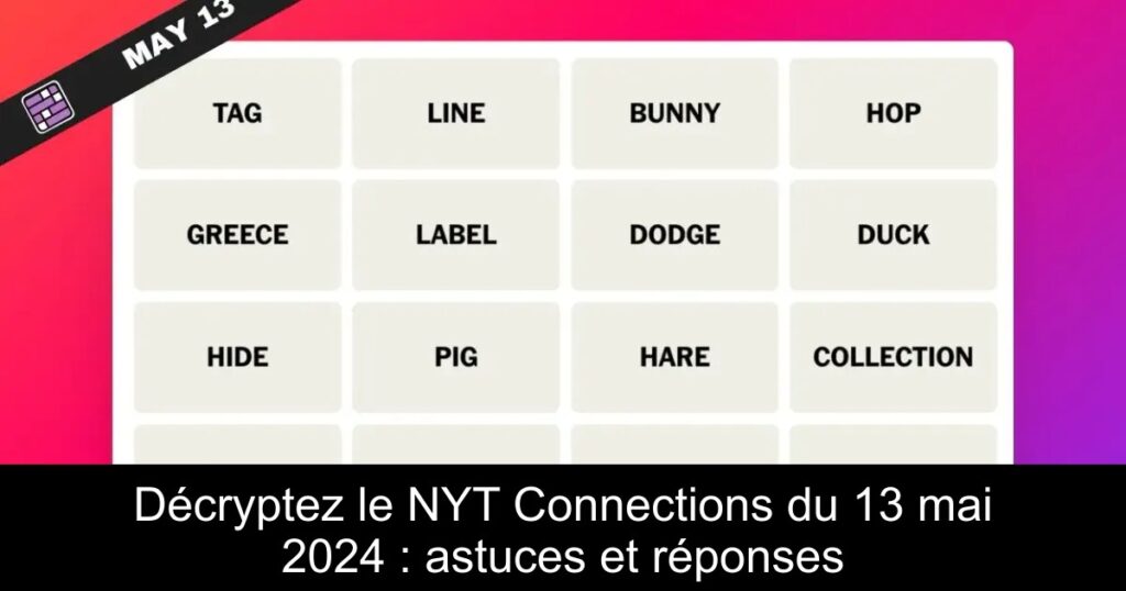 Décryptez le NYT Connections du 13 mai 2024 : astuces et réponses