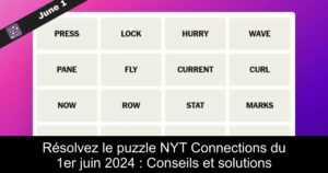 Résolvez le puzzle NYT Connections du 1er juin 2024 : Conseils et solutions