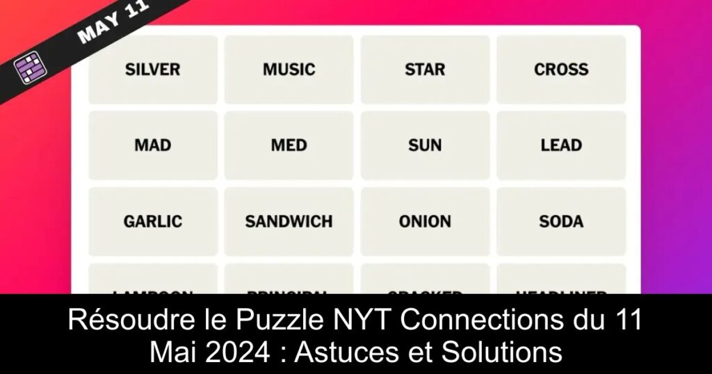 Résoudre le Puzzle NYT Connections du 11 Mai 2024 : Astuces et Solutions