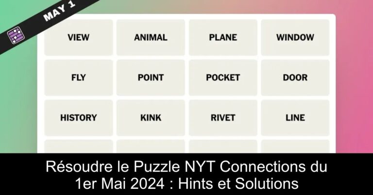 Résoudre le Puzzle NYT Connections du 1er Mai 2024 : Hints et Solutions