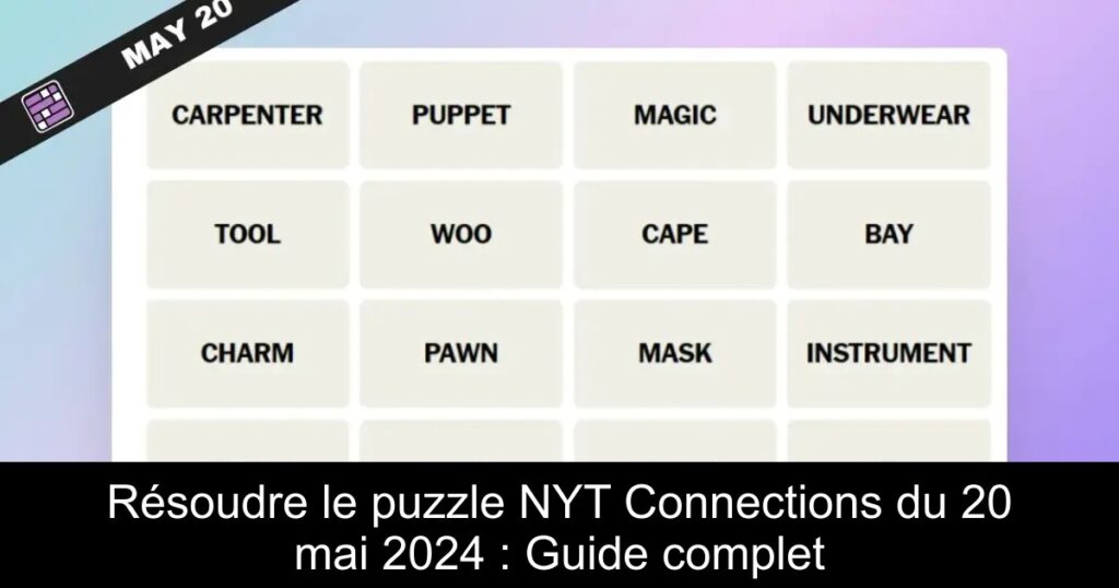 Résoudre le puzzle NYT Connections du 20 mai 2024 : Guide complet