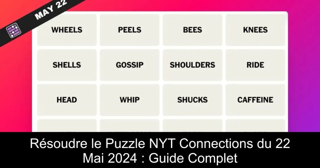 Résoudre le Puzzle NYT Connections du 22 Mai 2024 : Guide Complet