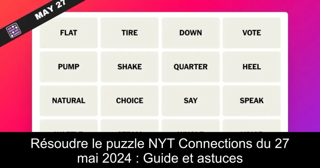 Résoudre le puzzle NYT Connections du 27 mai 2024 : Guide et astuces