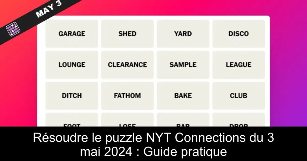 Résoudre le puzzle NYT Connections du 3 mai 2024 : Guide pratique