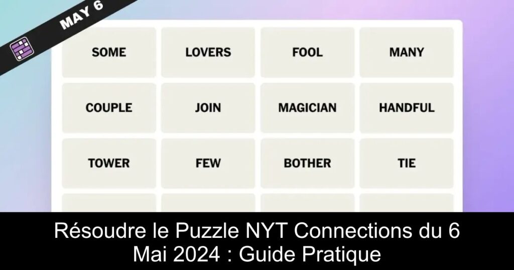 Résoudre le Puzzle NYT Connections du 6 Mai 2024 : Guide Pratique