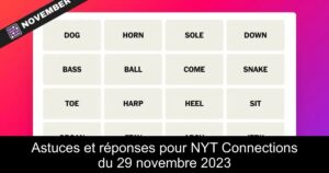 Astuces et réponses pour NYT Connections du 29 novembre 2023
