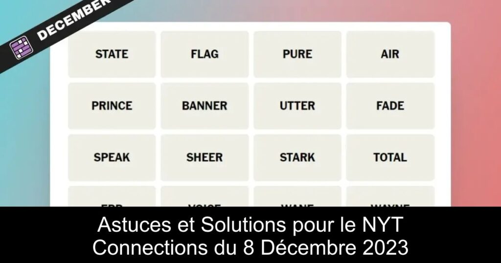 Astuces et Solutions pour le NYT Connections du 8 Décembre 2023