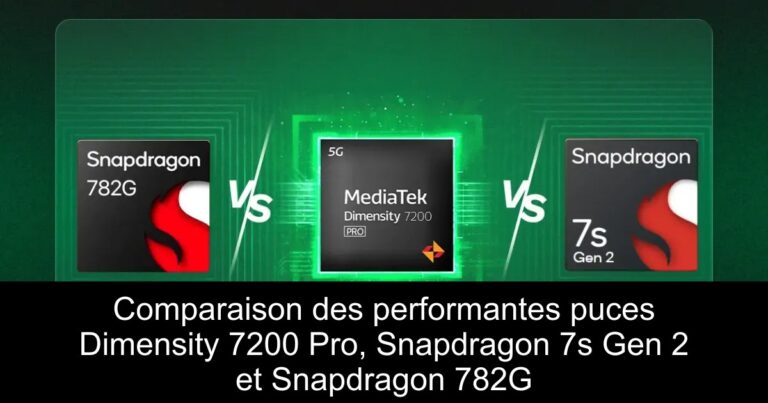 Comparaison des performantes puces Dimensity 7200 Pro, Snapdragon 7s Gen 2 et Snapdragon 782G