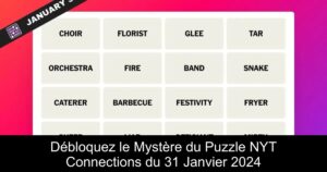 Débloquez le Mystère du Puzzle NYT Connections du 31 Janvier 2024