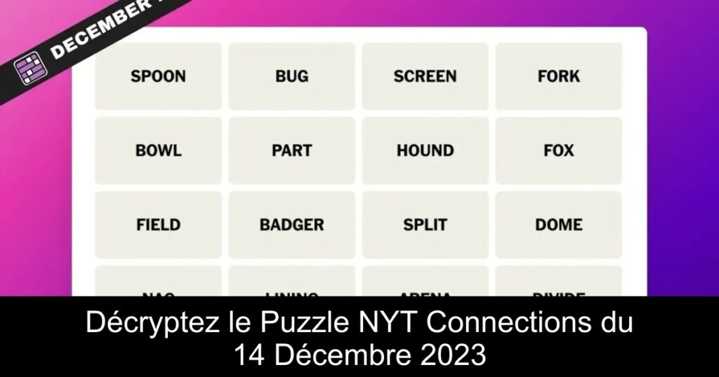 Décryptez le Puzzle NYT Connections du 14 Décembre 2023