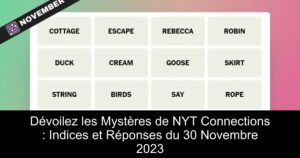 Dévoilez les Mystères de NYT Connections : Indices et Réponses du 30 Novembre 2023