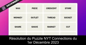 Résolution du Puzzle NYT Connections du 1er Décembre 2023