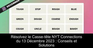 Résolvez le Casse-tête NYT Connections du 13 Décembre 2023 : Conseils et Solutions
