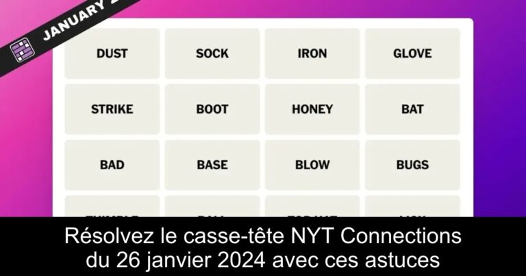 Résolvez le casse-tête NYT Connections du 26 janvier 2024 avec ces astuces