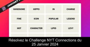 Résolvez le Challenge NYT Connections du 25 Janvier 2024