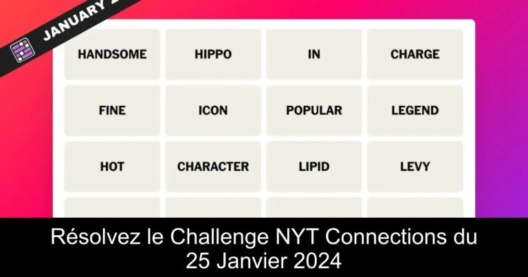 Résolvez le Challenge NYT Connections du 25 Janvier 2024