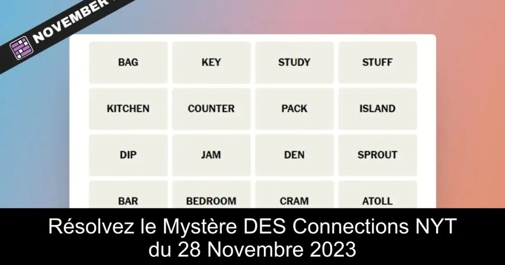 Résolvez le Mystère DES Connections NYT du 28 Novembre 2023
