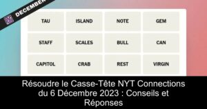 Résoudre le Casse-Tête NYT Connections du 6 Décembre 2023 : Conseils et Réponses
