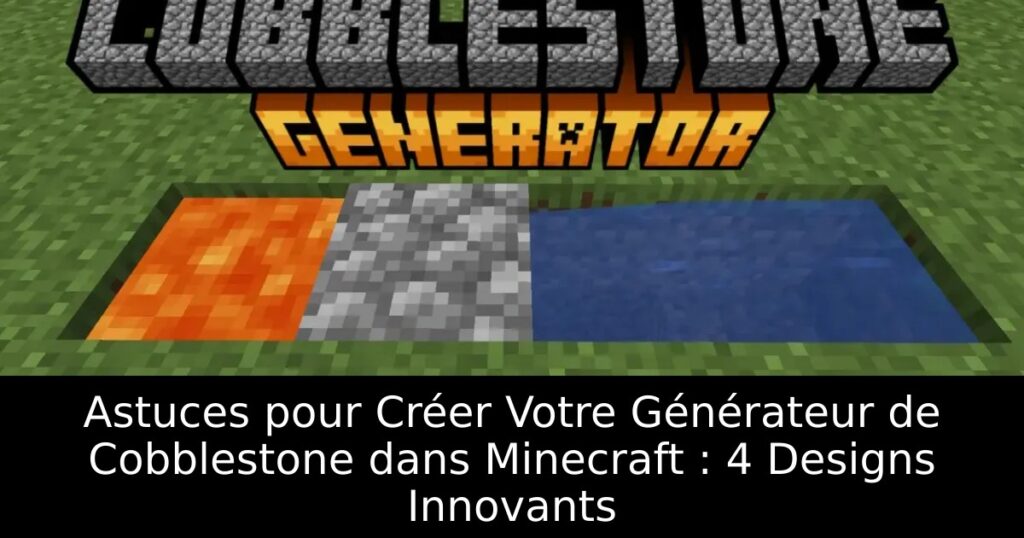 Astuces pour Créer Votre Générateur de Cobblestone dans Minecraft : 4 Designs Innovants