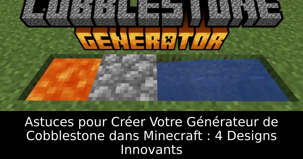 Astuces pour Créer Votre Générateur de Cobblestone dans Minecraft : 4 Designs Innovants