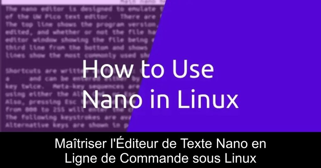Maîtriser l&rsquo;Éditeur de Texte Nano en Ligne de Commande sous Linux